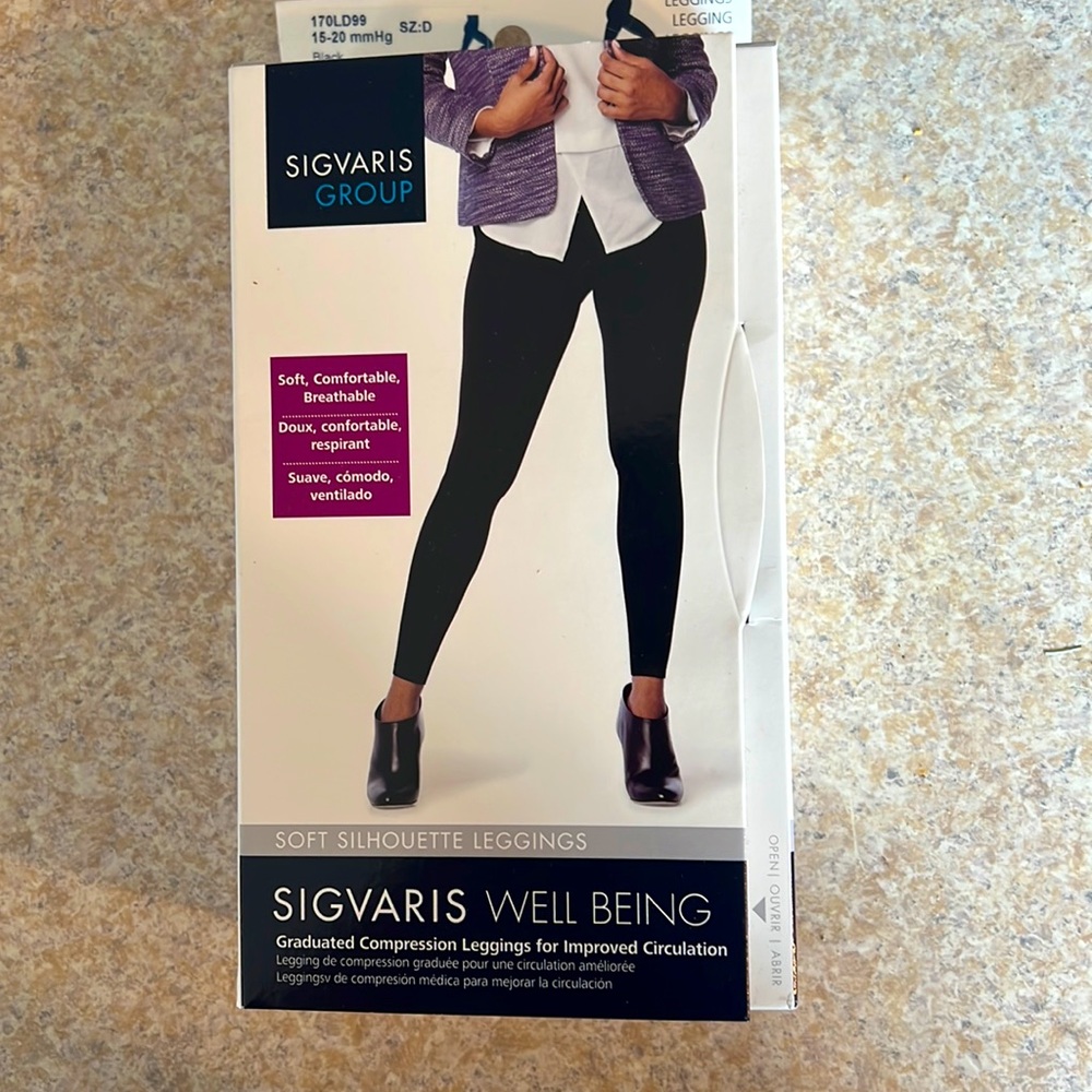 Sigvaris black leggings 170l Soft Silhouette 15-20mmhg W D Black - 170LD99